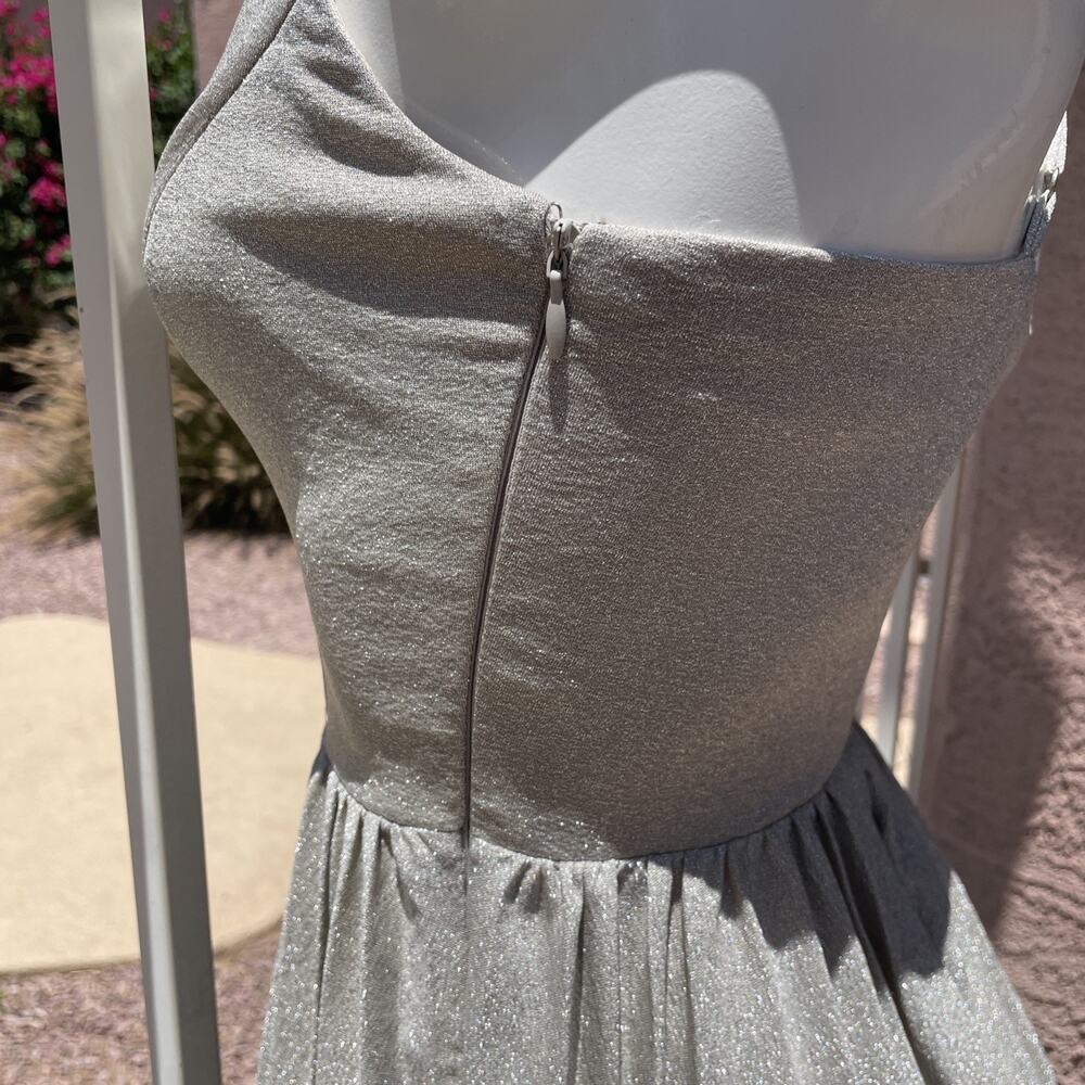 Women's Elevenses Silver Spaghetti Straps Pleated Midi Dress Size 2 - Picture 2 of 6